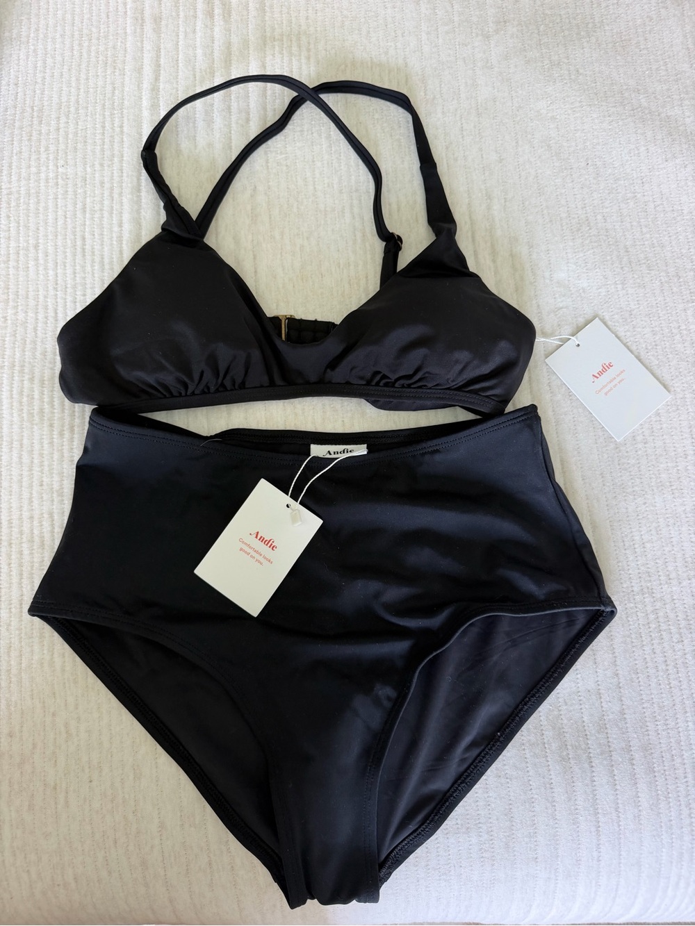 Andie Swim Valencia Bikini Top and High-Waist Bottoms size Small